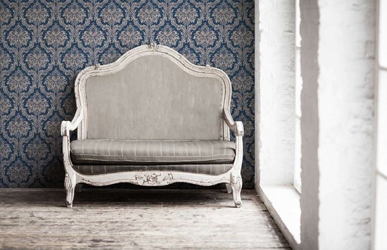 BAROK ORNAMENTEN BEHANG - Beige Blauw Creme Metallic - AS Creation Paradise Garden