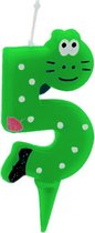 verjaardagskaarsje cijfer 5 junior 7,5 cm wax groen