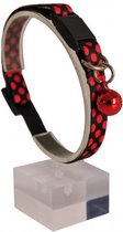 Verstelbare Rood & Zwart Gedessineerd Zachte Textuur Kattenhalsband Met Veiligheidsslot en rammelaar 22-30 cm
