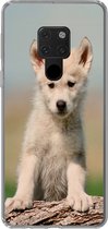 Geschikt voor Huawei P40 Lite hoesje - Wolf - Kind - Hout - Siliconen Telefoonhoesje