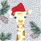 servetten Giraffe Santa 3-laags 33 cm papier grijs 20 stuks