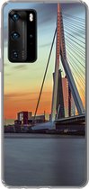 Geschikt voor Huawei P40 Pro hoesje - Rotterdam - Erasmus - Zonsondergang - Siliconen Telefoonhoesje