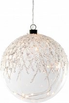 kerstbal met deco 15 cm glas transparant