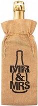 flescadeauverpakking Mr. & Mrs. jute 42 cm bruin