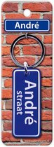 sleutelhanger straatnaam AndrÃ© 9 cm staal blauw