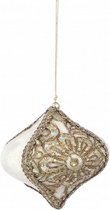 kerstbal ornament ovaal 10 cm wit
