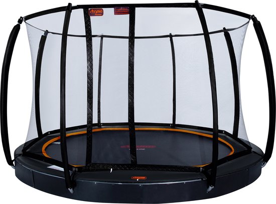 Avyna Pro-Line FlatLevel trampoline 12 Ø365cm + Royal Class Veiligheidsnet – Zwart