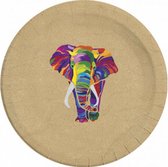feestborden Olifant 23 cm karton bruin 8 stuks