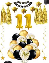 11 jaar verjaardag feest pakket Versiering Ballonnen voor feest 11 jaar. Ballonnen slingers sterren opblaasbaar cijfer 11
