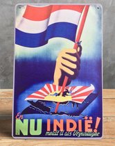 Nu Indie ! KNIL Leger Propaganda Nederlands Indie Indonesië  WO2 Metalen Wandbord Poster