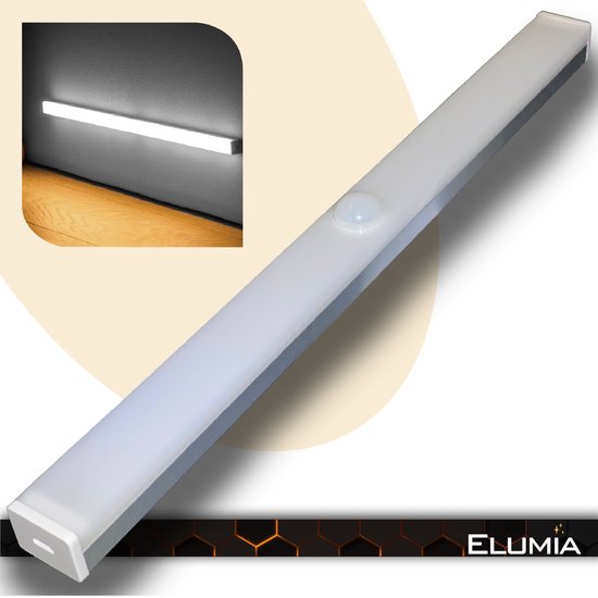 Elumia® LED Lamp met Bewegingssensor 50 cm - Koel Wit (6000K) - Led Verlichting met 36 LED's - Aluminium - Magnetisch - USB-oplaadbare Accu - Eenvoudige Bevestiging