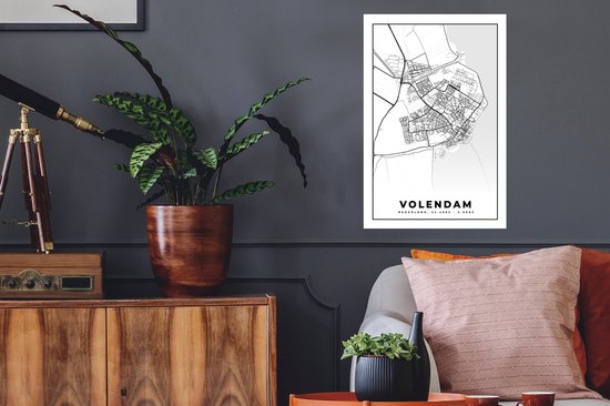 Stickers muraux - Carte - Volendam - 40x60 cm - Feuille adhésive - Plan de la ville