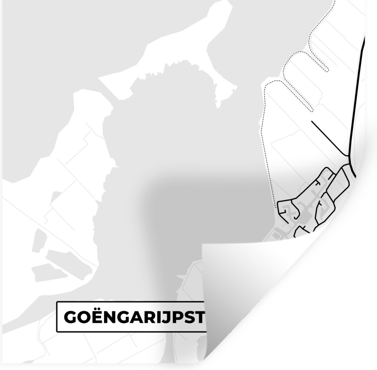 Muurstickers - Sticker Folie - Friesland - Kaart - Stadskaart - Goëngarijpsterpoelen - Pla