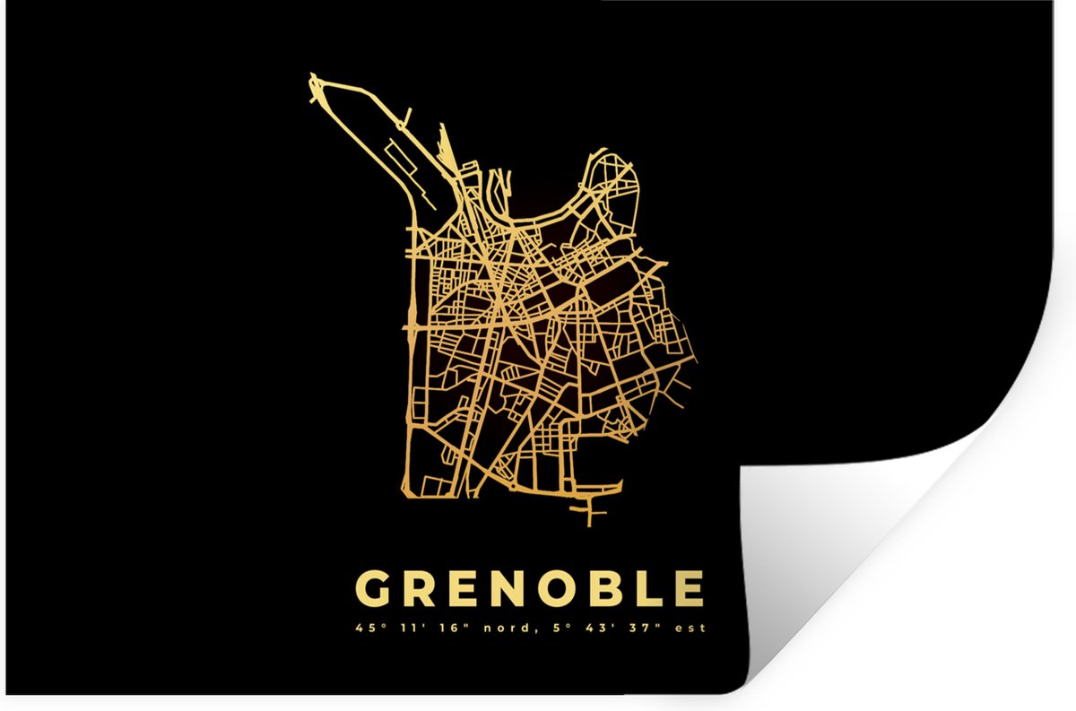Muurstickers - Sticker Folie - Frankrijk – Stadskaart – Kaart - Plattegrond – Grenoble - 3