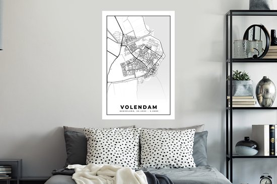 Stickers muraux - Carte - Volendam - 60x90 cm - Feuille adhésive - Plan de la ville