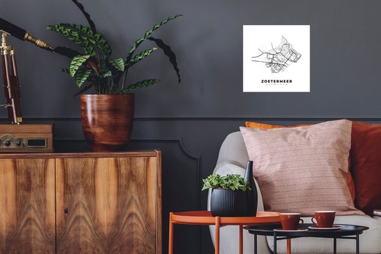 Muurstickers - Sticker Folie - Nederland – Zoetermeer – Stadskaart – Kaart – Zwart Wit – Plattegrond - 30x30 cm - Plakfolie - Muurstickers Kinderkamer - Zelfklevend Behang - Zelfklevend behangpapier - Stickerfolie
