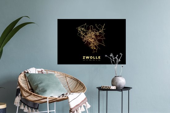 Stickers Stickers muraux - Zwolle - Plan de la ville - Carte - Carte - 60x40 cm - Feuille adhésive
