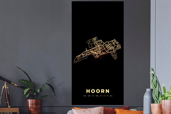 Stickers Stickers muraux - Or - Carte - Carte - Plan de la ville - Pays- Nederland - 80x160 cm - Feuille adhésive