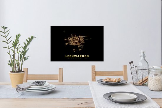 Stickers muraux - Leeuwarden - Carte - Plan de la ville - Plan d'étage - 60x40 cm - Feuille adhésive