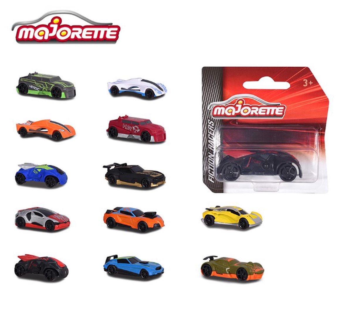 MAJORETTE Set 20 voertuigen Fictie Racers miniatuur automodel