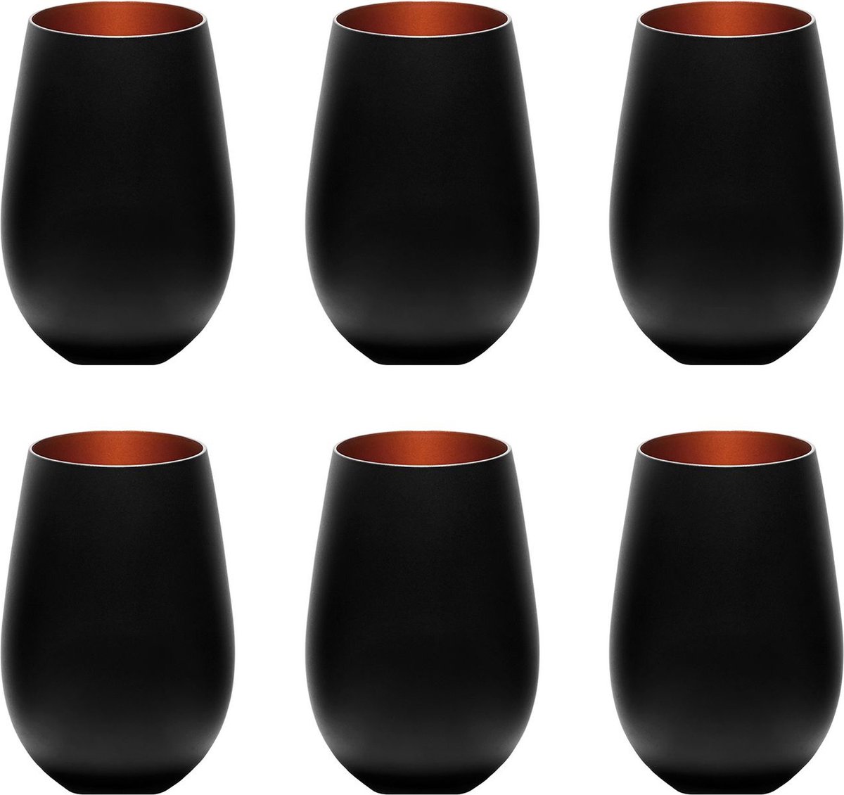 Gekleurde drinkglazen ELEMENTS set van 6, tweekleurig, zwart-brons, 456 ml