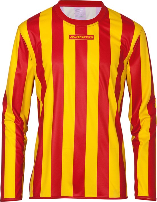 Masita | Sportshirt Barça Lange Mouw Dames & Heren Shirt Licht - Stevig - 100% Polyester - RED/YELLOW - S