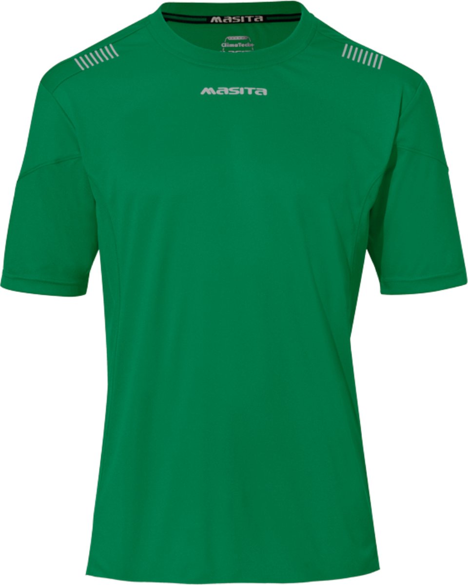 Masita | Sportshirt Heren Korte Mouw - Porto - Wedstrijd - Fitness - Hardloopshirt Heren - Ademend Vocht Regulerend - GREEN/WHITE - 164
