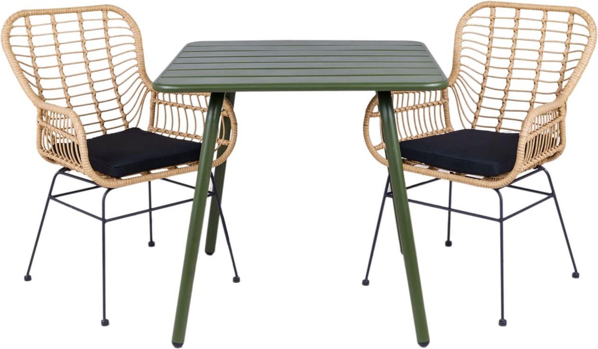 MaximaVida tuinset Delhi legergroen 80 cm - 1 tafel met 2 stoelen