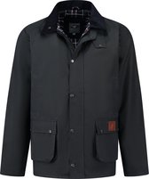 MGO Heren Wax Jacket Boris - Waterafstotende zomer outdoor jas - Navy blauw - Maat XL