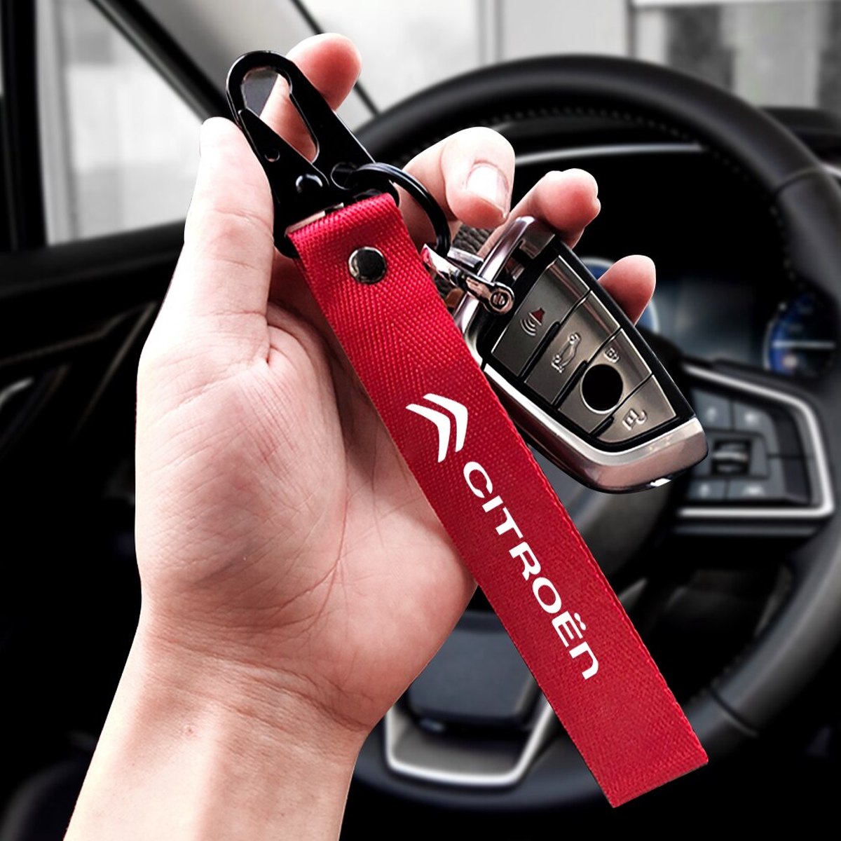 KREATIONS Echte leren sleutelhanger voor autosleutels