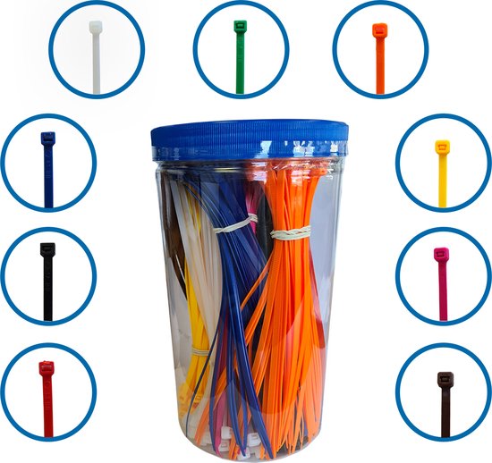 Colliers de serrage colorés - 450 pièces dans une boîte assortiment - 200  mm de long x... | bol.com