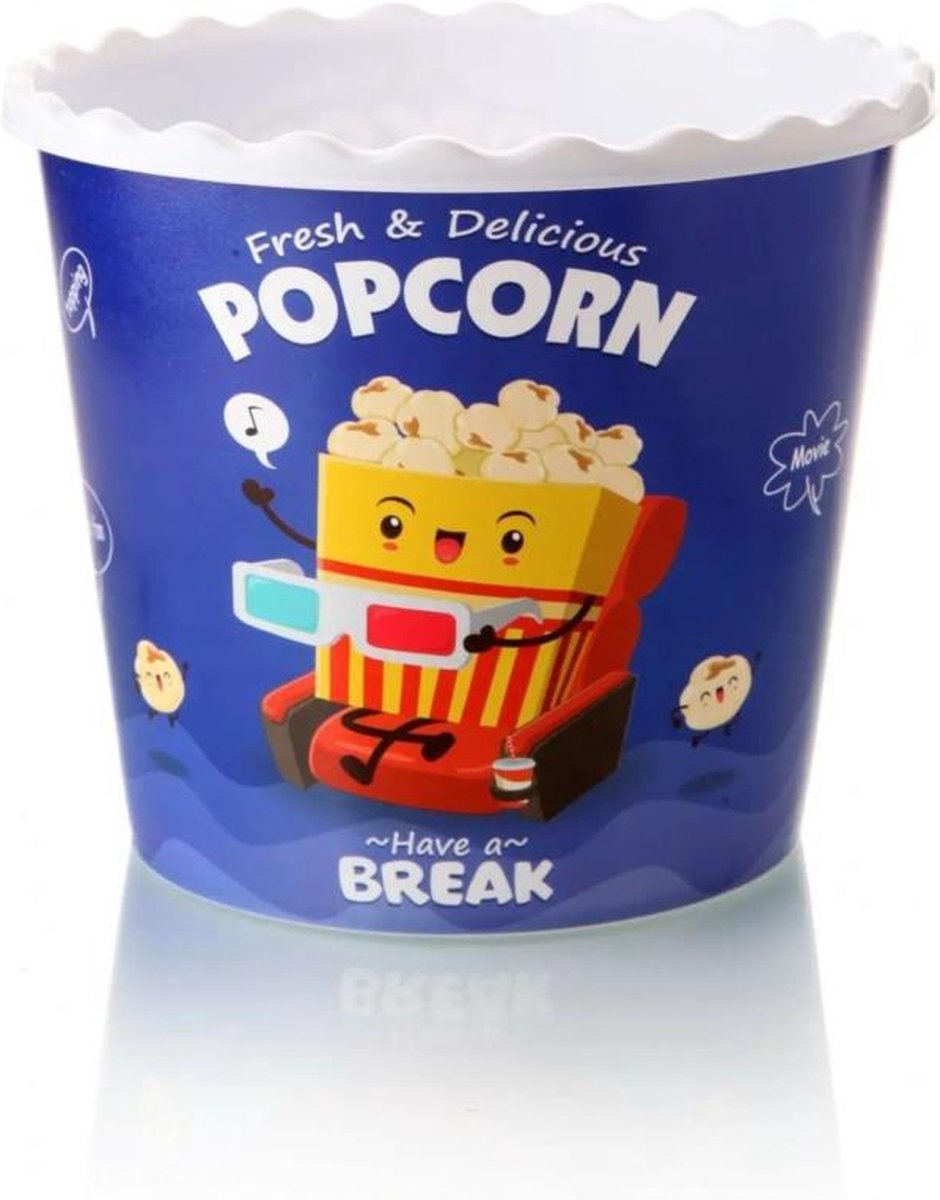 Soft Chef Popcorn bak | 2,2 liter | Blauw | Popcorn bakjes | Popcornbekers | Snoep bakjes | Snack bakjes | Kunststof | ideaal voor een filmavond