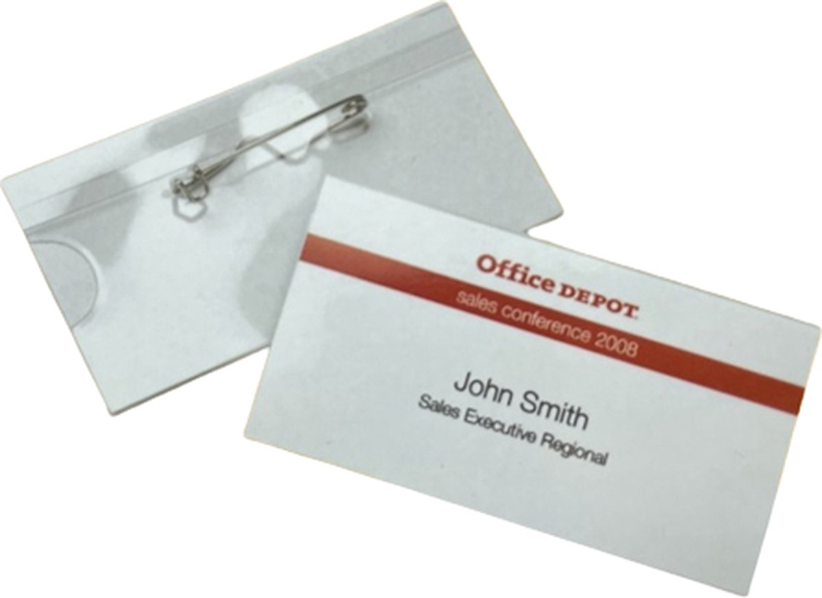 Office Depot Badge 40 x 75 mm 50 Stuks Naambadge met Speld