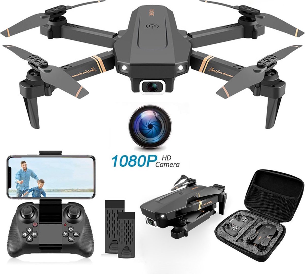Anpro 4DRC Opvouwbare Drone-met 1080P HD-camera-Drone voor Kinderen en Volwassenen-Afstandsbediening RC quadcopter voor Beginners-APP Bediening-1 accu's