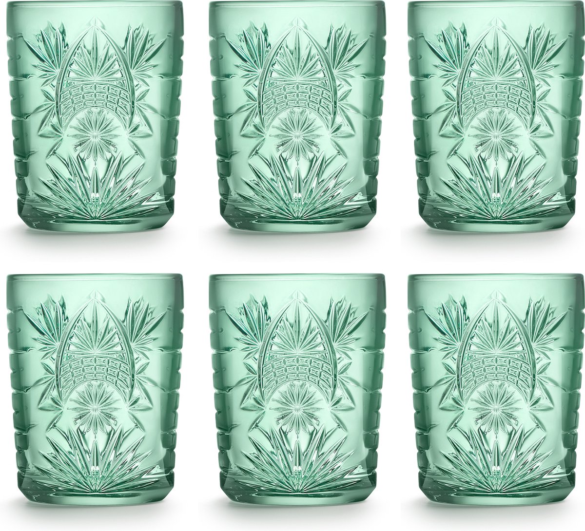 Libbey Drinkglas Atik Grass Green - 350 ml / 35 cl - 6 Stuks - Vaatwasserbestendig - Vintage design - Hoge kwaliteit