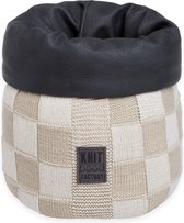 Knit Factory Gebreide Mand - Keuken Opbergmand - Plantenmand Block - Ecru/Linnen - 25 cm