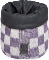 Knit Factory Gebreide Mand - Keuken Opbergmand - Plantenmand Block - Ecru/Violet - 25 cm