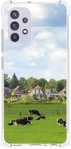 Shockproof Case Geschikt voor Samsung Galaxy A32 4G | A32 5G Enterprise Editie Telefoon Hoesje met doorzichtige rand Hollandse Koeien
