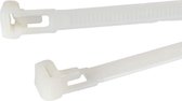 Kortpack - Hersluitbare Kabelbinders/Tyraps - 100mm lang x 7.6mm breed - Wit - 100 stuks - Treksterkte: 22.4KG - Bundeldiameter: 17mm - Bundelbandjes - (099.1021)