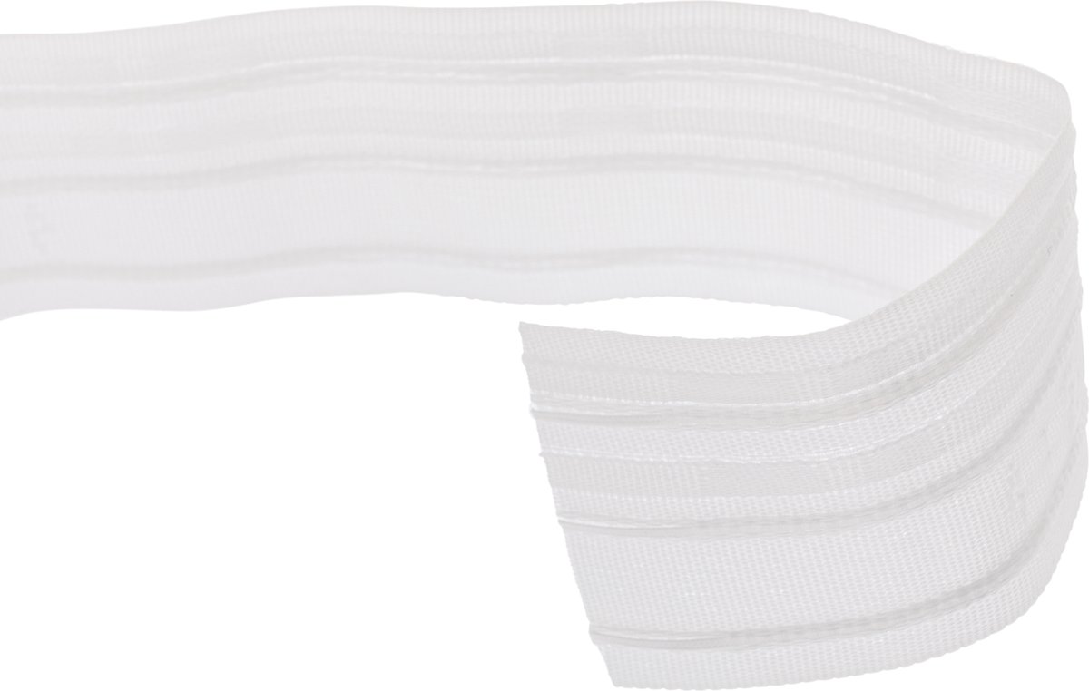 1 rol gordijnband om op te naaien, 2,5 cm x 40 m, gordijnband, plooiband voor gordijnen, plooiband om op te naaien, plooiband voor decoratie, wit, met 50 gordijnhaken