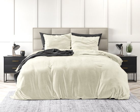 Sleeptime Velvet Touch - Dekbedovertrekset - Tweepersoons - 200x200/220 + 2 kussenslopen 60x70 - Creme van Merkloos — afbeelding 4