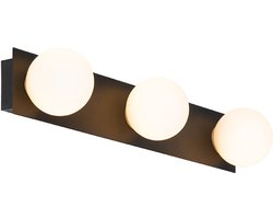 QAZQA cederic - Moderne Wandlamp voor buiten - 3 lichts - D 104 mm - Zwart - Buitenverlichting