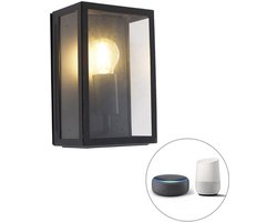 QAZQA rotterdam - Landelijke LED Smart Wandlamp incl. wifi voor buiten - 1 lichts - D 10 cm - Zwart - Buitenverlichting