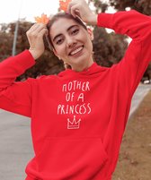 Moederdag Hoodie Mother Of A Princess - Kleur Rood | Maat 4XL | Moederdag Cadeautje Voor Mama's