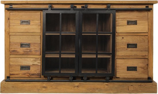 Dressoir - Sideboard - Kast - Kasten - Teakhout - Opbergkasten met Deuren - Opbergkast - Industrieel - 140 cm breed