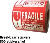 Breekbaar stickers - Breekbaar etiketten - Etiketten - Kwetsbaar - Sticker - Stickers - 500 stickers in 1 rol - 90x54mm