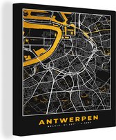 Canvas Schilderij Antwerpen - Stadskaart - Kaart - Goud - Plattegrond - 50x50 cm - Wanddecoratie
