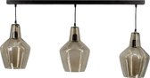 Kolony - Hanglamp Glas Black Smoke - Smoked Glass verlichting - Plaatlamp 3 Lampen