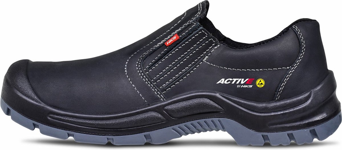 HKS Active 100 S3 werkschoenen - veiligheidsschoenen - safety shoes - heren - instapper - laag - stalen neus - antislip - ESD - zwart - maat 41