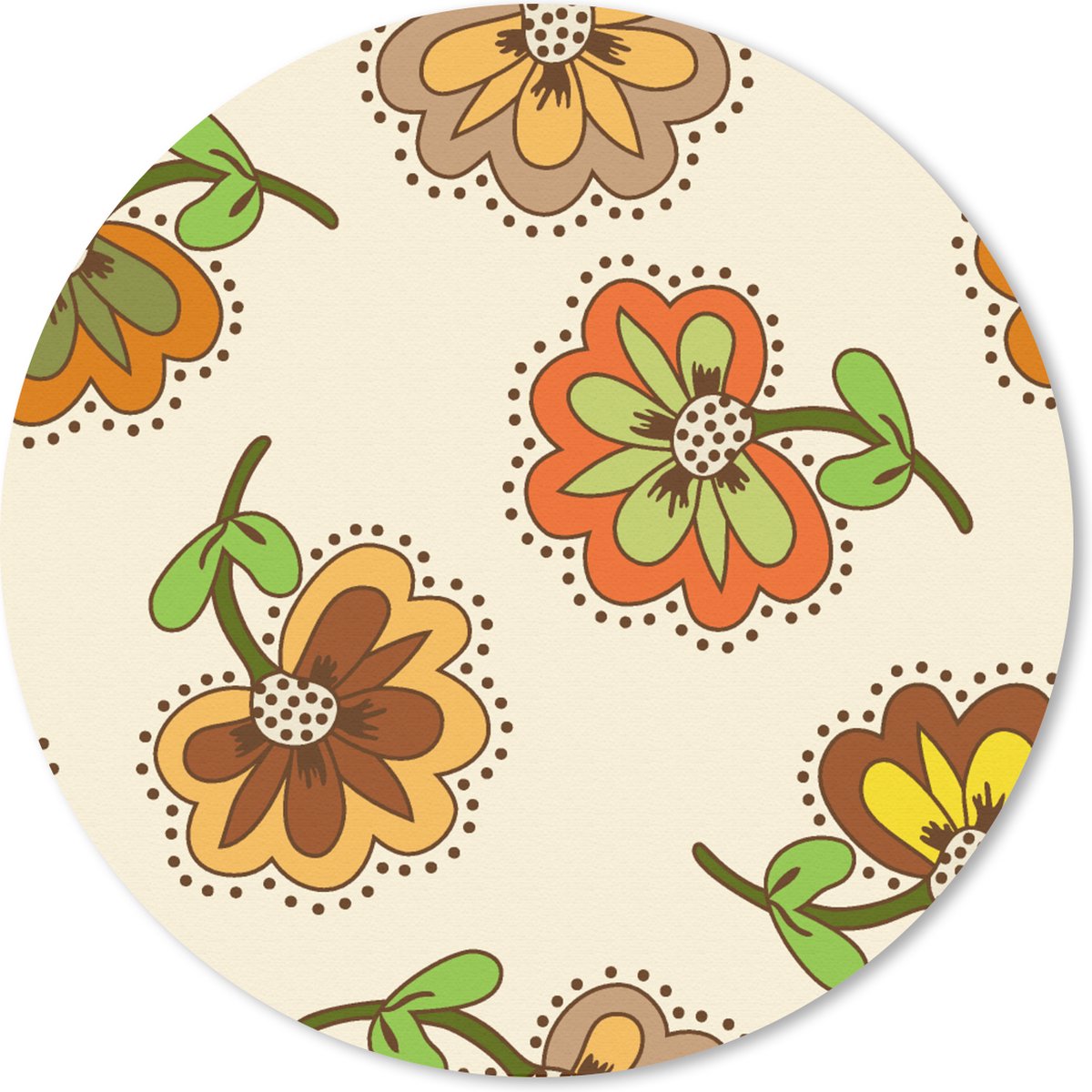 Muismat rond 40x40 cm - Mousepad Design - Bloemen - Retro - Vintage - Ronde muismatten